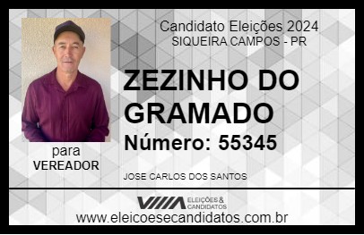 Candidato ZEZINHO DO GRAMADO 2024 - SIQUEIRA CAMPOS - Eleições