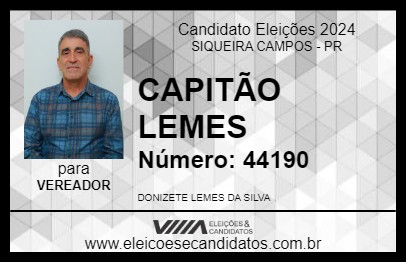 Candidato CAPITÃO LEMES 2024 - SIQUEIRA CAMPOS - Eleições