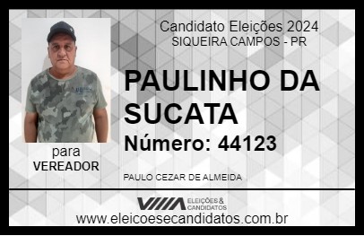 Candidato PAULINHO DA SUCATA 2024 - SIQUEIRA CAMPOS - Eleições