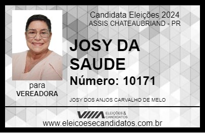 Candidato JOSY DA SAUDE 2024 - ASSIS CHATEAUBRIAND - Eleições