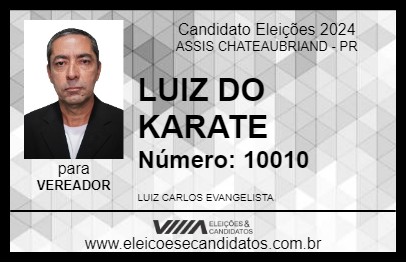 Candidato LUIZ DO KARATE 2024 - ASSIS CHATEAUBRIAND - Eleições