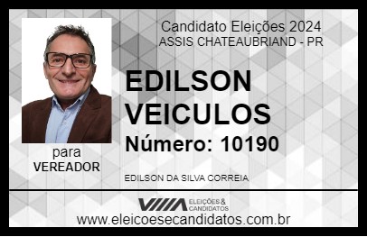 Candidato EDILSON VEICULOS 2024 - ASSIS CHATEAUBRIAND - Eleições