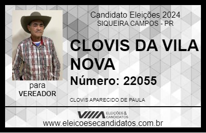 Candidato CLOVIS DA VILA NOVA 2024 - SIQUEIRA CAMPOS - Eleições