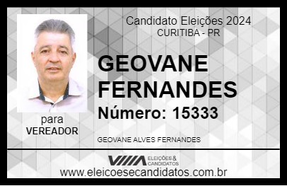 Candidato GEOVANE FERNANDES 2024 - CURITIBA - Eleições