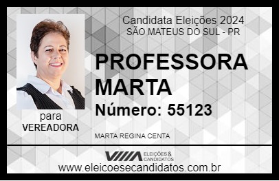 Candidato PROFESSORA MARTA 2024 - SÃO MATEUS DO SUL - Eleições