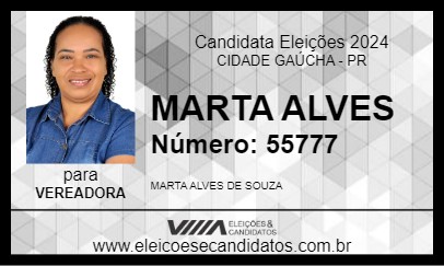 Candidato MARTA ALVES 2024 - CIDADE GAÚCHA - Eleições