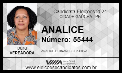 Candidato ANALICE 2024 - CIDADE GAÚCHA - Eleições