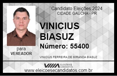 Candidato VINICIUS BIASUZ 2024 - CIDADE GAÚCHA - Eleições