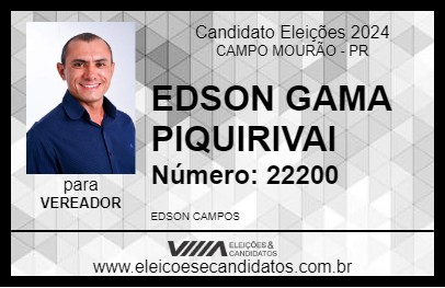 Candidato EDSON GAMA PIQUIRIVAI 2024 - CAMPO MOURÃO - Eleições