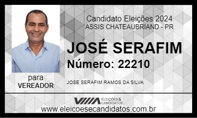 Candidato JOSÉ SERAFIM 2024 - ASSIS CHATEAUBRIAND - Eleições