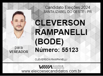 Candidato CLEVERSON RAMPANELLI (BODE) 2024 - SANTA IZABEL DO OESTE - Eleições