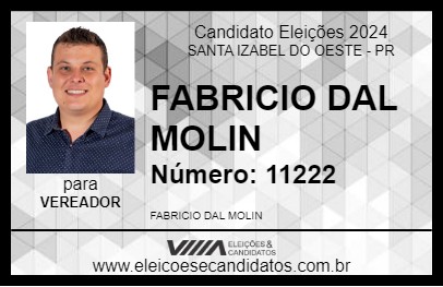 Candidato FABRICIO DAL MOLIN 2024 - SANTA IZABEL DO OESTE - Eleições