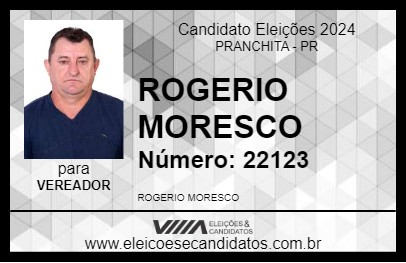 Candidato ROGERIO MORESCO 2024 - PRANCHITA - Eleições