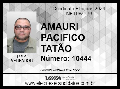 Candidato AMAURI PACIFICO TATÃO 2024 - IMBITUVA - Eleições