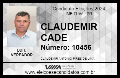 Candidato CLAUDEMIR KADE 2024 - IMBITUVA - Eleições