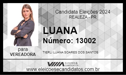 Candidato LUANA 2024 - REALEZA - Eleições