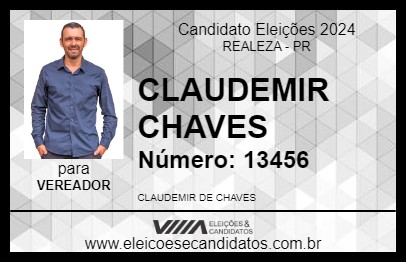 Candidato CLAUDEMIR CHAVES 2024 - REALEZA - Eleições