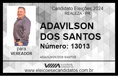 Candidato ADAVILSON DOS SANTOS 2024 - REALEZA - Eleições