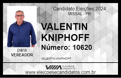 Candidato VALENTIN KNIPHOFF 2024 - MISSAL - Eleições