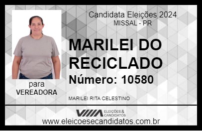 Candidato MARILEI DO RECICLADO 2024 - MISSAL - Eleições