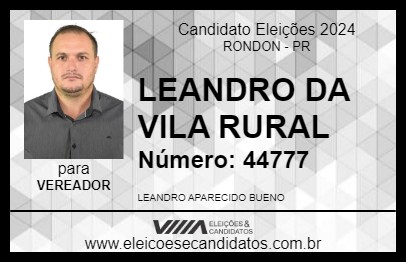 Candidato LEANDRO DA VILA RURAL 2024 - RONDON - Eleições