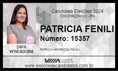 Candidato PATRICIA FENILI 2024 - CHOPINZINHO - Eleições