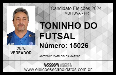 Candidato TONINHO DO FUTSAL 2024 - IMBITUVA - Eleições