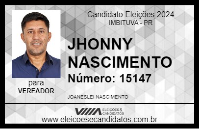 Candidato JHONNY NASCIMENTO 2024 - IMBITUVA - Eleições