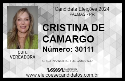 Candidato CRISTINA  DE CAMARGO 2024 - PALMAS - Eleições