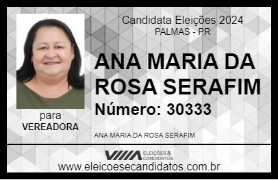 Candidato ANA MARIA DA ROSA SERAFIM 2024 - PALMAS - Eleições