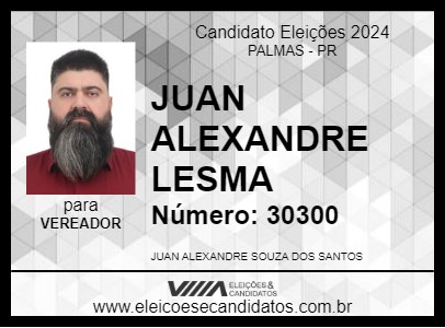 Candidato JUAN ALEXANDRE LESMA 2024 - PALMAS - Eleições