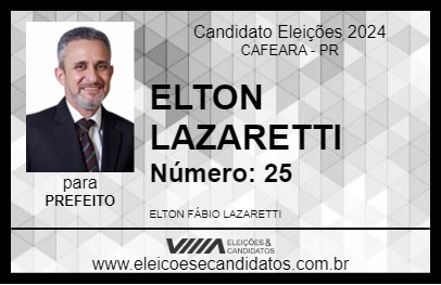 Candidato ELTON LAZARETTI 2024 - CAFEARA - Eleições