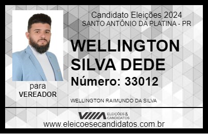 Candidato WELLINGTON SILVA DEDE 2024 - SANTO ANTÔNIO DA PLATINA - Eleições