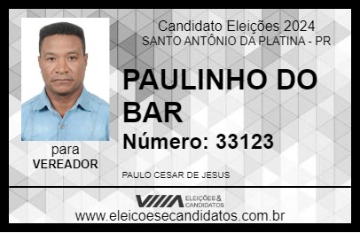 Candidato PAULINHO DO BAR 2024 - SANTO ANTÔNIO DA PLATINA - Eleições