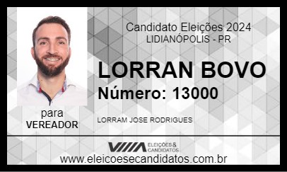 Candidato LORRAN BOVO 2024 - LIDIANÓPOLIS - Eleições