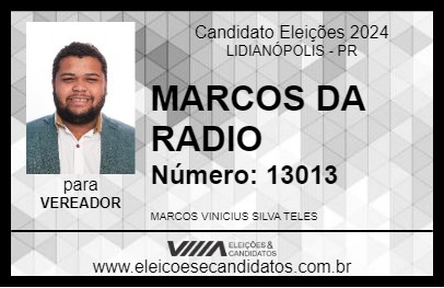 Candidato MARCOS DA RADIO 2024 - LIDIANÓPOLIS - Eleições