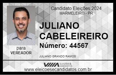 Candidato JULIANO CABELEIREIRO 2024 - MARMELEIRO - Eleições