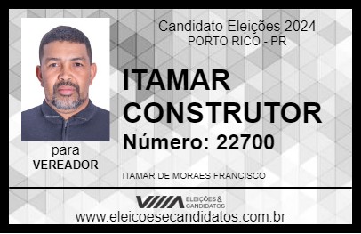 Candidato ITAMAR CONSTRUTOR 2024 - PORTO RICO - Eleições