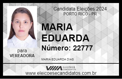 Candidato MARIA EDUARDA 2024 - PORTO RICO - Eleições