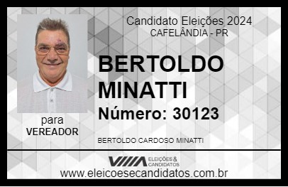 Candidato BERTOLDO MINATTI 2024 - CAFELÂNDIA - Eleições