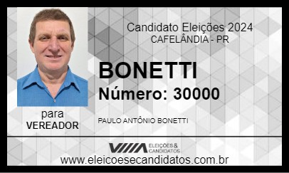 Candidato BONETTI 2024 - CAFELÂNDIA - Eleições