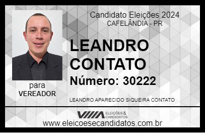 Candidato LEANDRO CONTATO 2024 - CAFELÂNDIA - Eleições