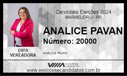 Candidato ANALICE PAVAN 2024 - MARMELEIRO - Eleições