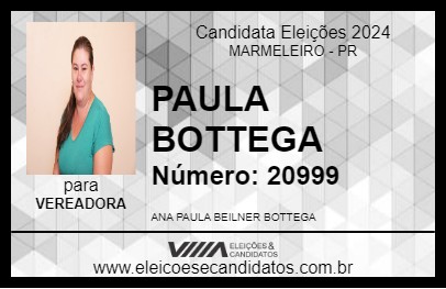 Candidato PAULA BOTTEGA 2024 - MARMELEIRO - Eleições