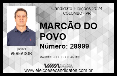 Candidato MARCÃO DO POVO 2024 - COLOMBO - Eleições