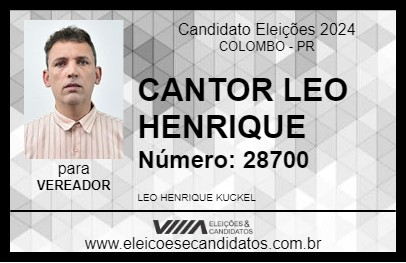 Candidato CANTOR LEO HENRIQUE 2024 - COLOMBO - Eleições