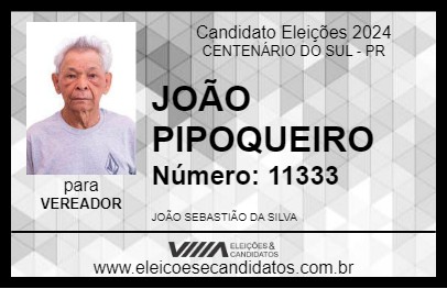 Candidato JOÃO PIPOQUEIRO 2024 - CENTENÁRIO DO SUL - Eleições