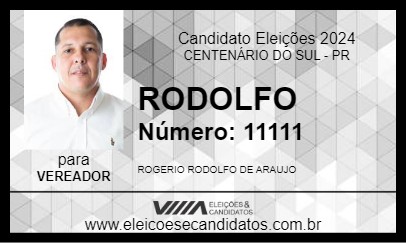 Candidato RODOLFO 2024 - CENTENÁRIO DO SUL - Eleições