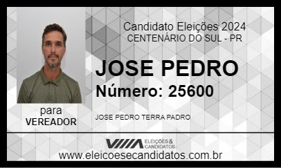 Candidato JOSE PEDRO 2024 - CENTENÁRIO DO SUL - Eleições