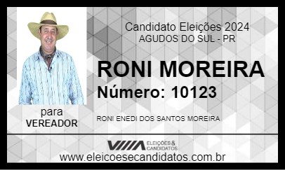 Candidato RONI MOREIRA 2024 - AGUDOS DO SUL - Eleições